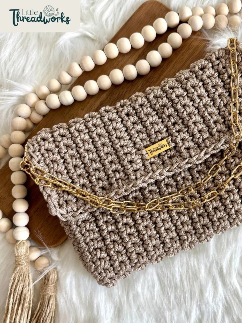 Tan Designer Elysia Handmade Crochet Handbag